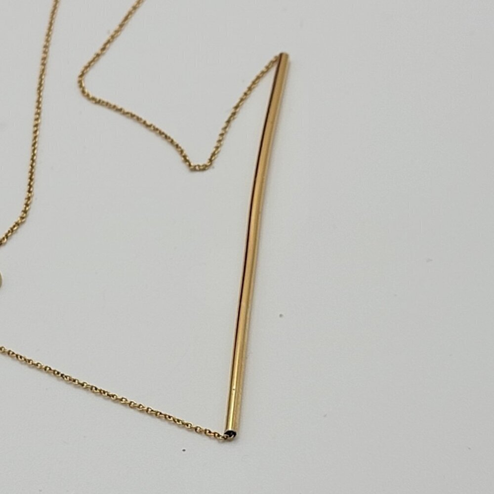 GORJANA Gold Tone Bar Necklace 25 In Spring Ring Clasp Minimalist - Picture 5 of 6